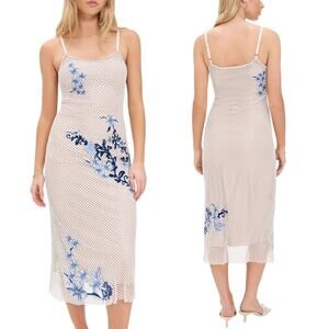 Agua Bendita - Women's 'Adelaida Tales' Midi, Open Knit Dress - White, Medium